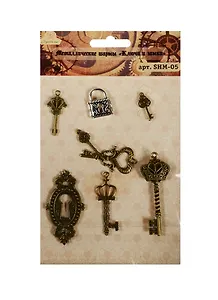 Металлические шармы-подвески Ключи и замки (SHM-05) (8шт.) (Рукоделие) (3+) (упаковка)