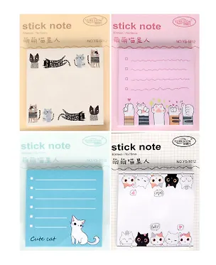 Блок бумаги самоклеящийся 60л "Cat", ассорти 3039434