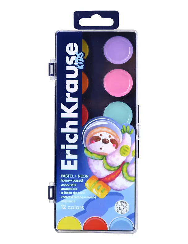 Акварельные краски «Kids Space Animals Neon+Pastel» 12 цветов, Erich Krause 3132594 — 1