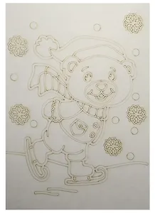 Трафарет Мишка на коньках А5 (148х210) (А5-126) (3+) (Песочный мир)