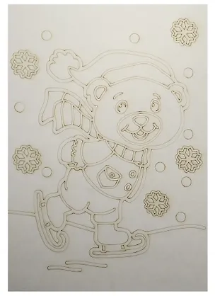 Трафарет Мишка на коньках А5 (148х210) (А5-126) (3+) (Песочный мир) 2554477