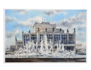 Открытка Ижевск акварель Театр оперы и балета 3112276