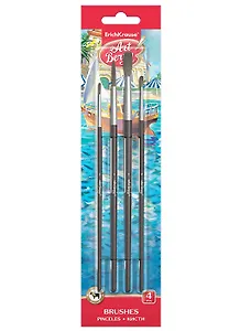 Кисти 04шт для акварели и гуаши, пони, ErichKrause