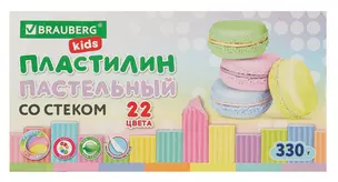 Пластилин 22цв 330гр "BRAUBERG KIDS" пастельный, к/к, стек, Луч — 3038156 — 1