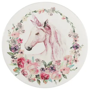 Подставка под кружку Единорог акварель с цветами (керамика) (11 см) (ПВХ бокс)