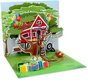 3D открытка Домашняя Вечеринка (Tree House Party) (квадрат) (908)