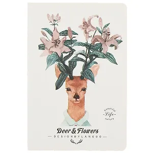 Тетрадь в клетку Languo, Deer and flowers, 44 листа, в ассортименте